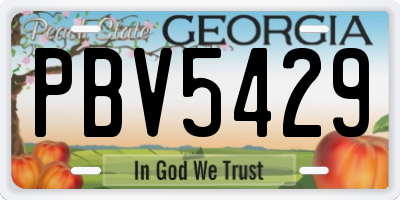 GA license plate PBV5429