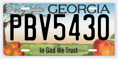 GA license plate PBV5430