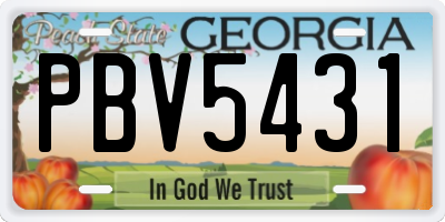 GA license plate PBV5431