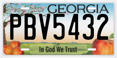 GA license plate PBV5432