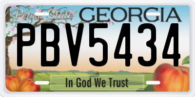 GA license plate PBV5434