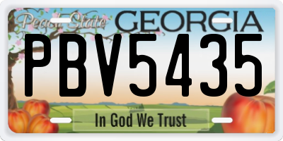GA license plate PBV5435