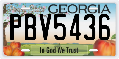 GA license plate PBV5436