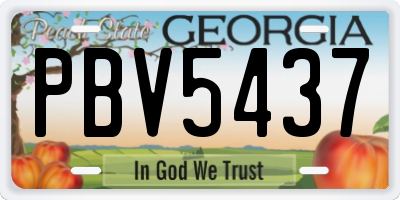 GA license plate PBV5437