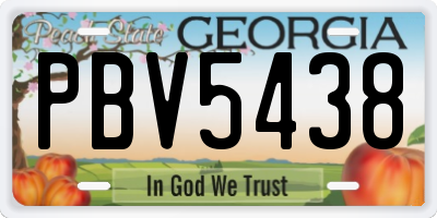 GA license plate PBV5438