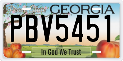 GA license plate PBV5451