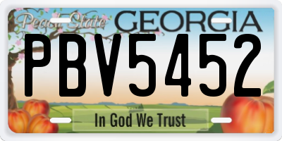 GA license plate PBV5452