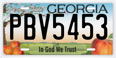 GA license plate PBV5453