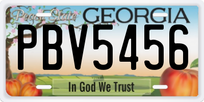 GA license plate PBV5456