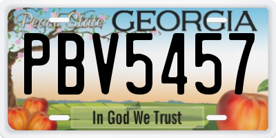 GA license plate PBV5457