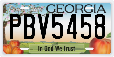 GA license plate PBV5458
