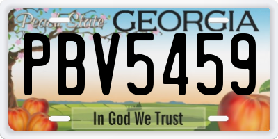 GA license plate PBV5459