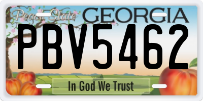 GA license plate PBV5462
