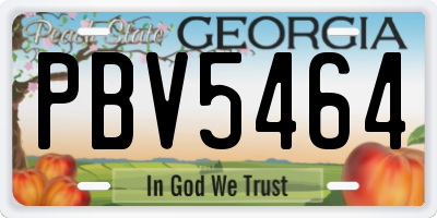 GA license plate PBV5464