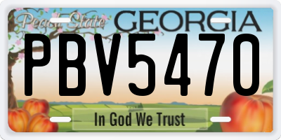 GA license plate PBV5470