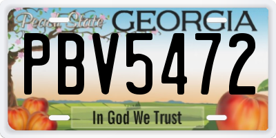 GA license plate PBV5472