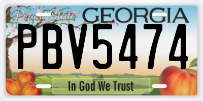 GA license plate PBV5474