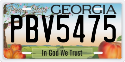 GA license plate PBV5475