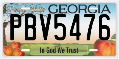 GA license plate PBV5476
