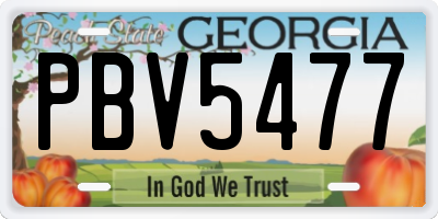 GA license plate PBV5477