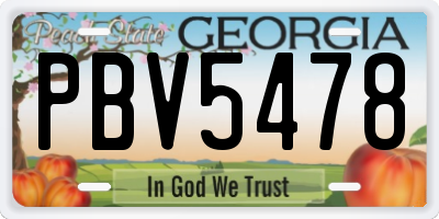 GA license plate PBV5478