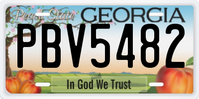 GA license plate PBV5482