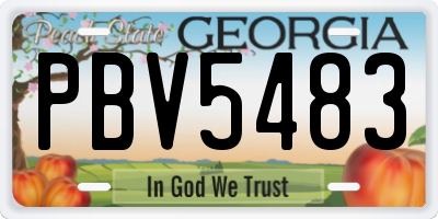 GA license plate PBV5483