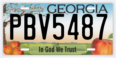 GA license plate PBV5487