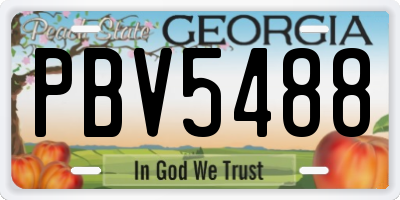 GA license plate PBV5488