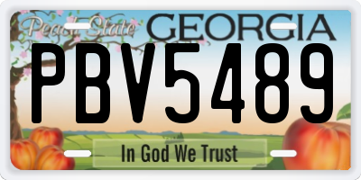 GA license plate PBV5489