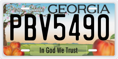 GA license plate PBV5490