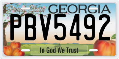 GA license plate PBV5492