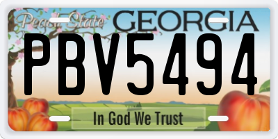 GA license plate PBV5494