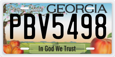 GA license plate PBV5498