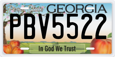 GA license plate PBV5522