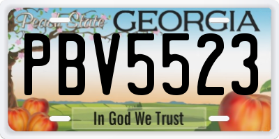 GA license plate PBV5523