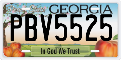 GA license plate PBV5525