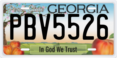 GA license plate PBV5526