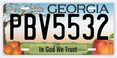 GA license plate PBV5532