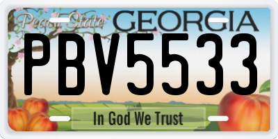 GA license plate PBV5533