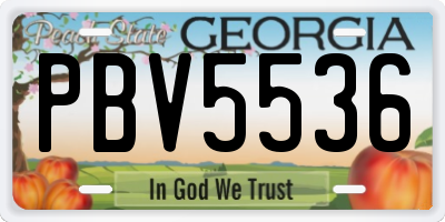 GA license plate PBV5536