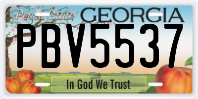 GA license plate PBV5537