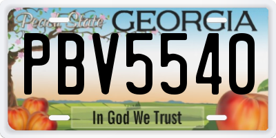 GA license plate PBV5540