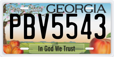 GA license plate PBV5543