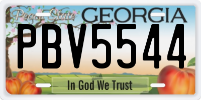 GA license plate PBV5544