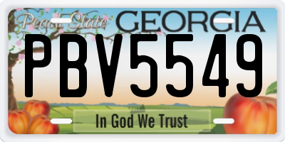 GA license plate PBV5549