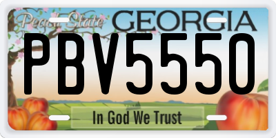 GA license plate PBV5550