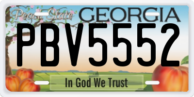 GA license plate PBV5552