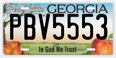 GA license plate PBV5553