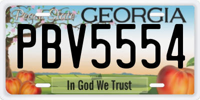 GA license plate PBV5554